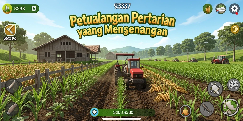 Tampilan gameplay 93337 dengan aktivitas pertanian yang menyenangkan.