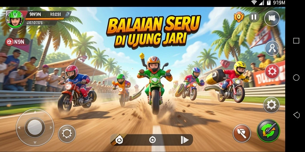 Gameplay seru di <strong>9N9N</strong> menampilkan balapan penuh adrenalin dan grafik yang menawan.