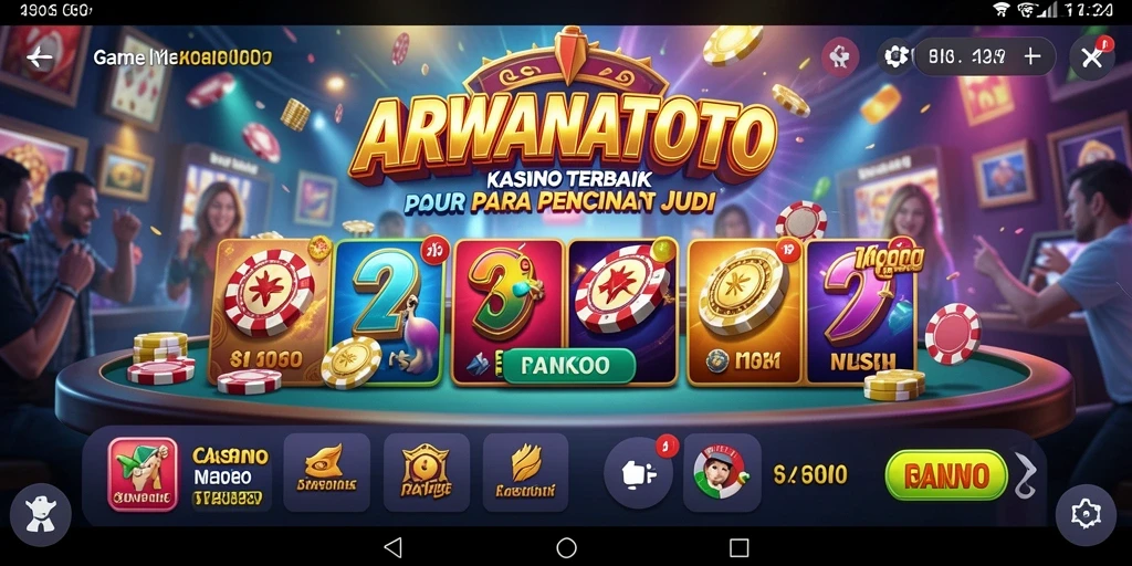 Tampilan gameplay ARWANATOTO dengan suasana kasino yang mendebarkan.