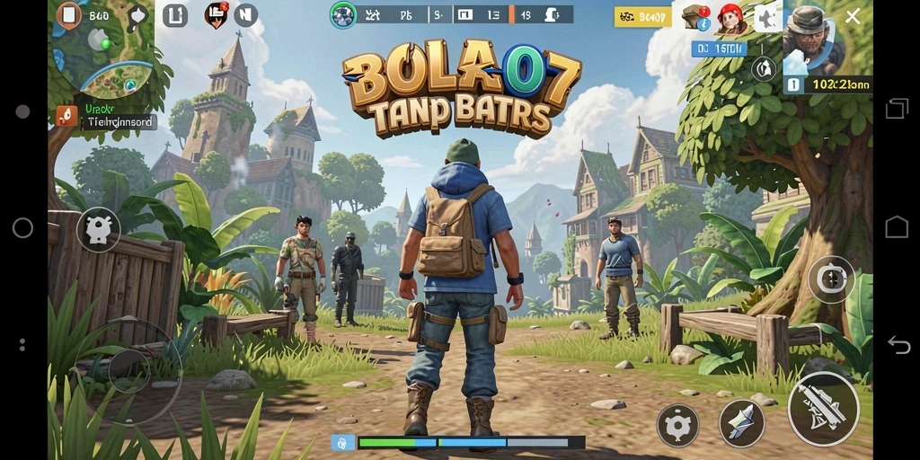 Screenshot gameplay BOLA07 menampilkan petualangan di dunia terbuka yang luas.