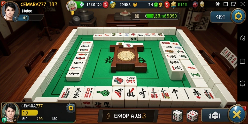 Screenshot gameplay CEMARA777 yang menampilkan suasana permainan Mahjong.