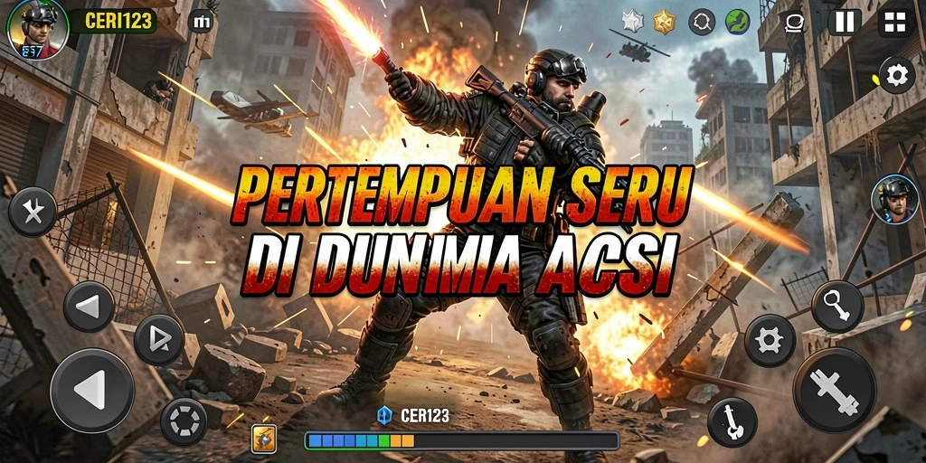 Screenshot menunjukkan aksi seru pertempuran dalam CERI123.