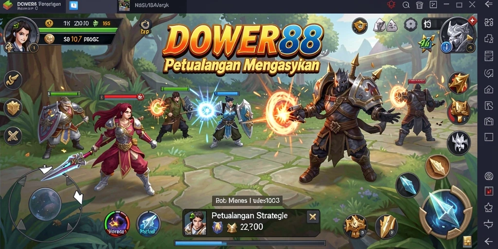 Screenshot menunjukkan pertempuran epik dalam DOWER88 dengan strategi mendalam.