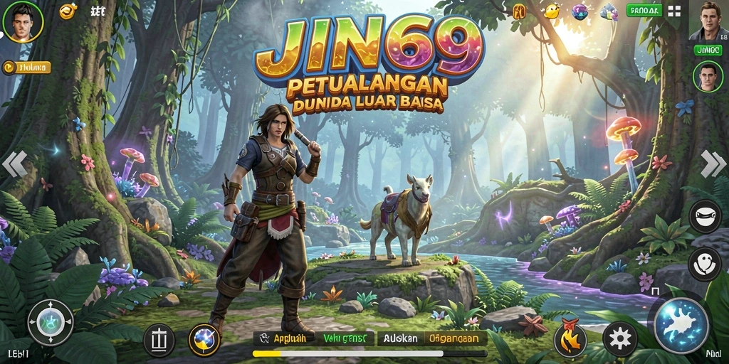 Screenshot gameplay JIN69 yang menampilkan dunia terbuka yang menakjubkan.