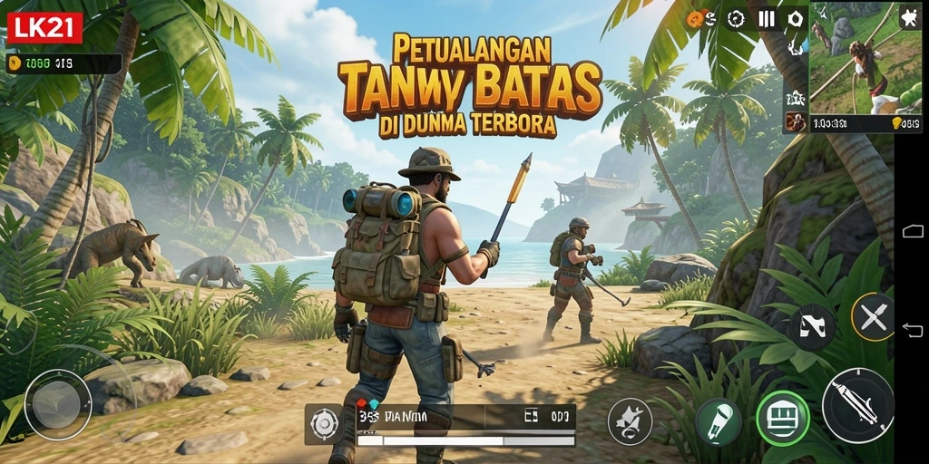 Tangkapan layar LK21 menunjukkan petualangan seru di dunia terbuka.