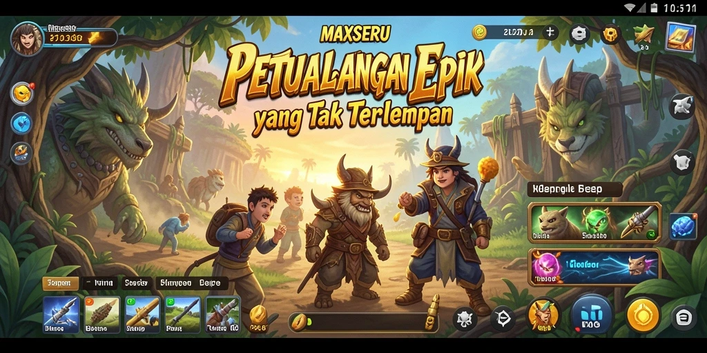 Tampilan gameplay MAXSERU yang memukau saat menjelajahi dunia petualangan.