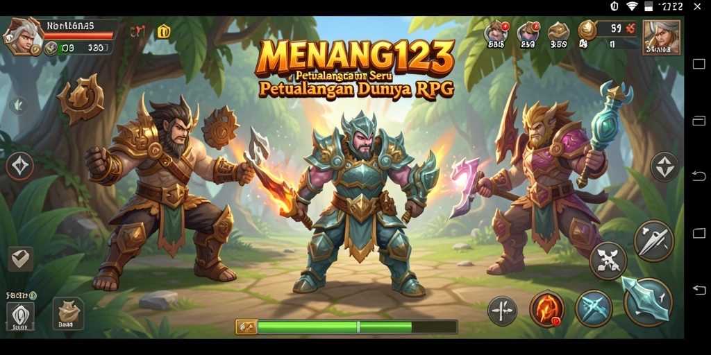 Tangkapan layar MENANG123 menampilkan aksi epik dalam game RPG.