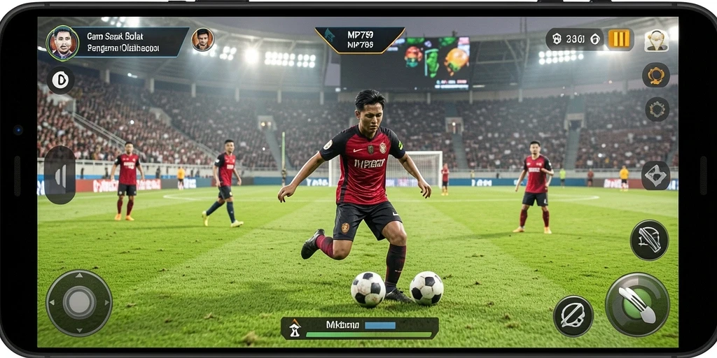 Screenshot dari gameplay <strong>MVP789</strong> yang penuh aksi di lapangan sepak bola.