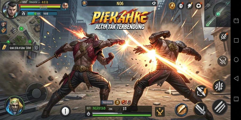 Tampilan gameplay N06 yang penuh aksi dan pertarungan seru.