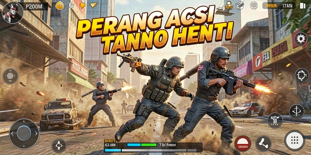 Tampilan gameplay mendebarkan P200M yang penuh aksi.