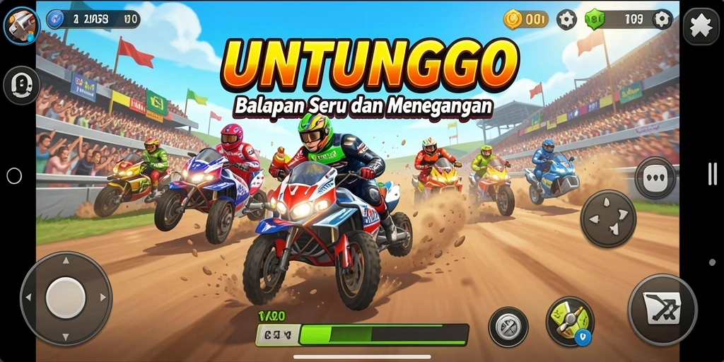 Gameplay seru UNTUNGGO dengan balapan menantang dan kendaraan menarik.