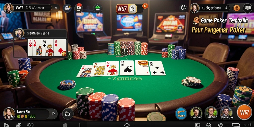 Tampilan gameplay poker yang seru dan menarik di W67.